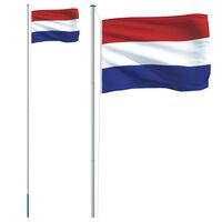 vidaXL Флаг на Нидерландия и стълб 6,23 м алуминий