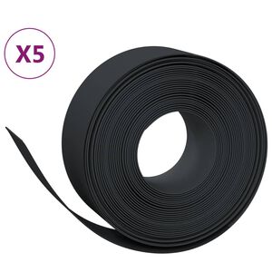 vidaXL Градински кантове, 5 бр, черни, 10 м, 20 см, полиетилен