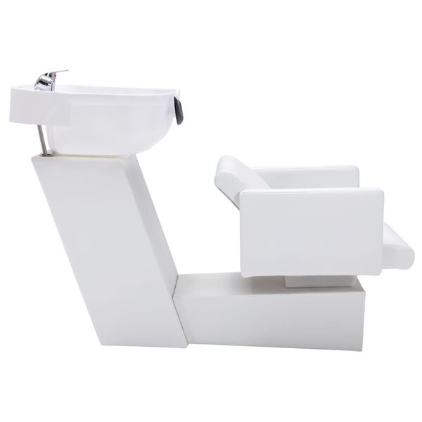 vidaXL Фризьорска мивка със салонни столове от изкуствена кожа