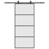 vidaXL Плъзгаща се врата с обков черна 90x205 см ESG стъкло