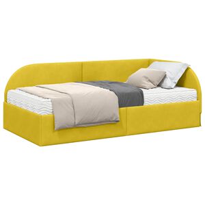 vidaXL Ъглова рамка за легло с матрак 2 бр. Жълто 80 x 200 cm Кадифе