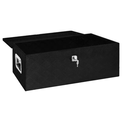 vidaXL Кутия за съхранение, черна, 80x39x30 см, алуминий