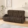 vidaXL 3-местен масажен реклайнер с държачи за чаши, кафяв, текстил