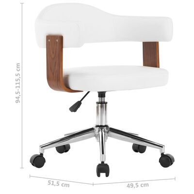 vidaXL Въртящи трапезни столове 6 бр бели извито дърво/изкуствена кожа