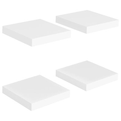 vidaXL Окачени стенни рафтове, 4 бр, бели, 23x23,5x3,8 см, МДФ