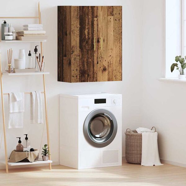 vidaXL Стенен шкаф Старо дърво 69,5 x 34 x 90 см Инженерно дърво