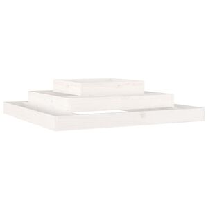 vidaXL Плантер, бяла, 110x110x27 см, борово дърво масив