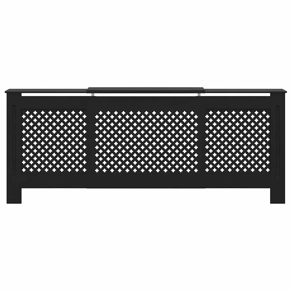 vidaXL МДФ параван за радиатор, черен, 205 см