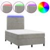 vidaXL Боксспринг легло с матрак и LED, светлосиво, 120x200 см, кадифе