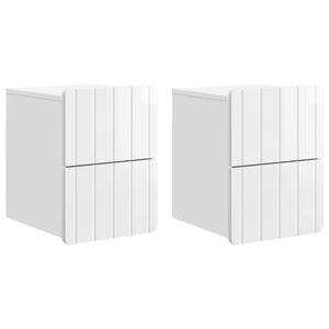 vidaXL Спален шкаф с монтаж на стена 2 pcs Бял гланц 33 x 34,5 x 43 см