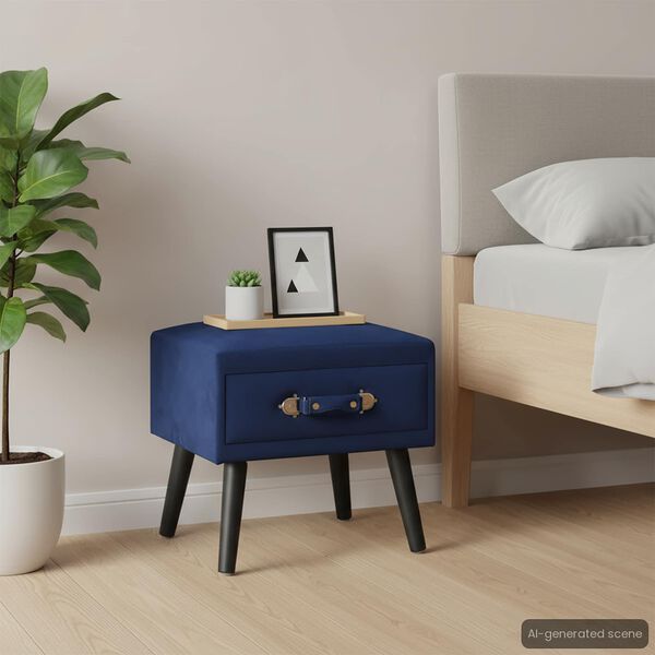 vidaXL Нощно шкафче, синьо, 40x35x40 см, кадифе