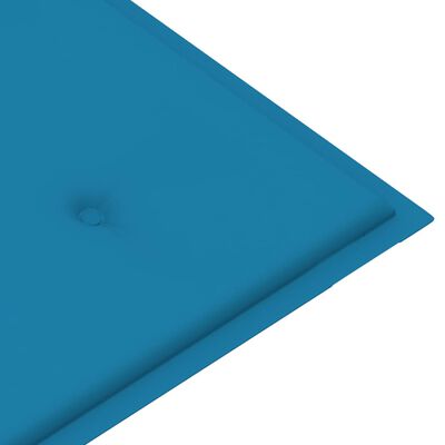 vidaXL Градинска пейка със синьо шалте, 112 см, тик масив
