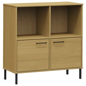 vidaXL Библиотека метални крака кафява 90x35x90,5 см дърво масив OSLO