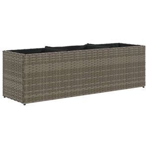 vidaXL Градински плантер с 3 саксии, сив, 105x30x32 см, полиратан