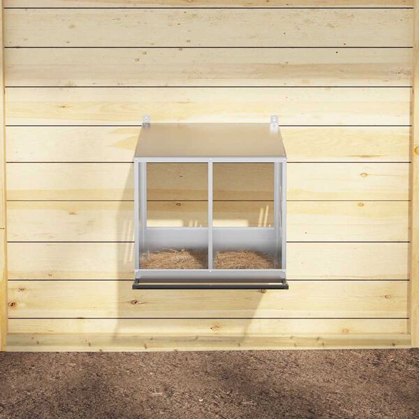 vidaXL Кутия за гнездене на пилета с 2 отделения, галванизиран