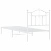 vidaXL Метална рамка за легло с горна табла, бяла, 90x200 см