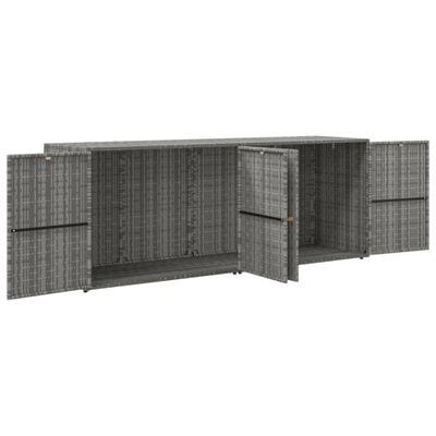 vidaXL Градински шкаф за съхранение сив 198x55,5x80 см полиратан