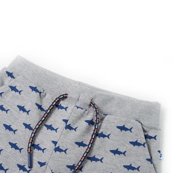 Детски къси панталони с шнурове, светлосив меланж, 92