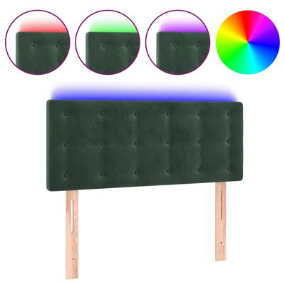 vidaXL LED горна табла за легло, тъмнозелена, 80x5x78/88 см, кадифе