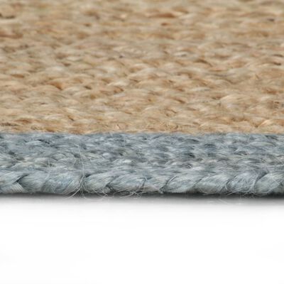 vidaXL Ръчно тъкан килим от юта, маслиненозелен кант, 90 см