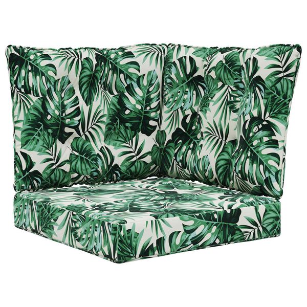 vidaXL Възглавница за диван на открито 3 pcs Мотив с листа Полиестер