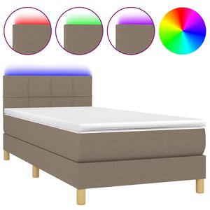 vidaXL Боксспринг легло с матрак и LED, таупе, 80x200 см, плат