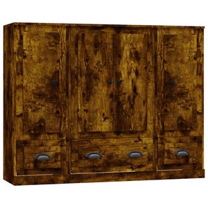 vidaXL Високи шкафове, 3 бр, опушен дъб, инженерно дърво