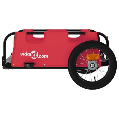vidaXL Ремарке за колело, червено, Оксфорд плат и желязо