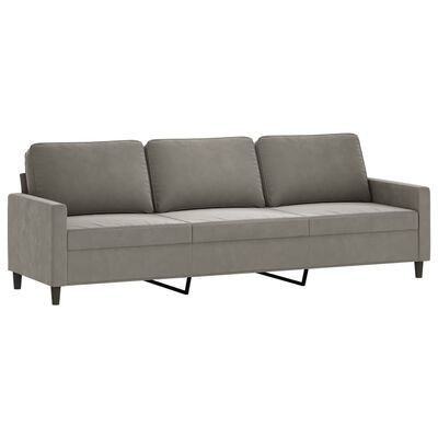 vidaXL 3-местен диван, светлосив, 210 см, кадифе