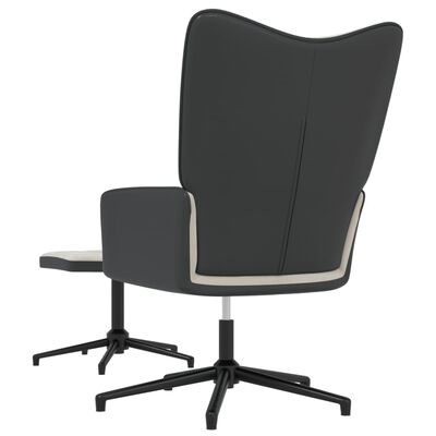 vidaXL Релаксиращ стол с табуретка, светлосив, кадифе и PVC
