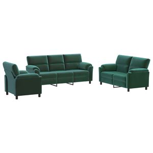 vidaXL Комплект дивани 3 pcs Тъмнозелено Кадифе