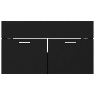 vidaXL Долен шкаф за мивка, черен, 80x38,5x46 см, ПДЧ