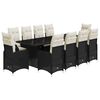 vidaXL Градински бистро комплект с възглавници 11части черен полиратан