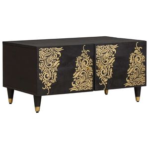 vidaXL Масичка за кафе Черно 80 x 50 x 40 cm Солидно мангово дърво