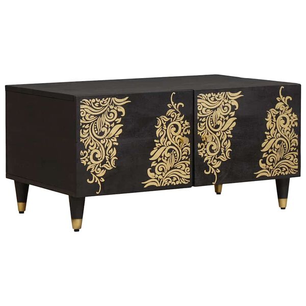 vidaXL Масичка за кафе Черно 80 x 50 x 40 cm Солидно мангово дърво