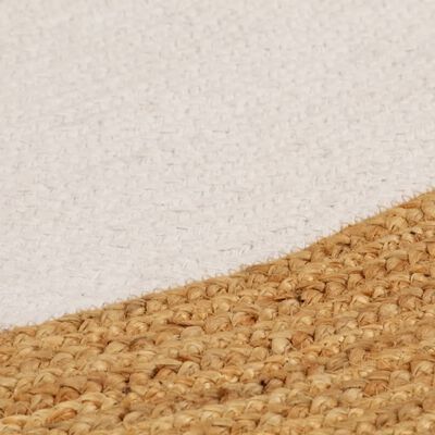 vidaXL Плетен килим, бяло натурален, 90 см, кръгъл, юта и памук