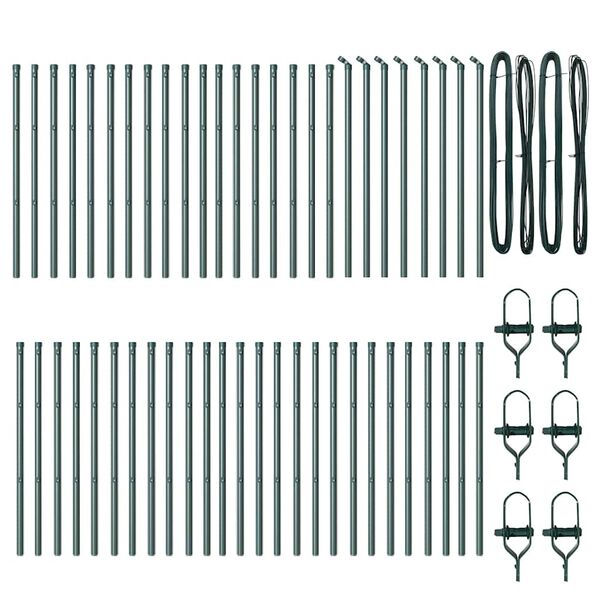 vidaXL Стълб за ограда. Друг 52 pcs Зелен 3,2 x 3,2 x 80 см Стомана