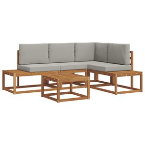 vidaXL Комплект дивани за открито 5 Брой Естествено и светло сиво