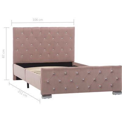 vidaXL Рамка за легло, розова, кадифе, 100x200 см