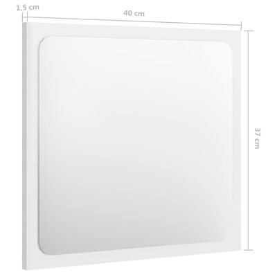vidaXL Огледало за баня, бял гланц, 40x1,5x37 см, ПДЧ