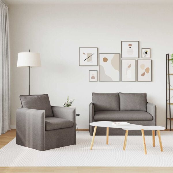 vidaXL Диван 2 pcs Таупе 196 x 82 x 85 см текстил