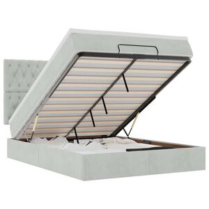 vidaXL Османска легло с матраци и LED, светлосиво, 140x200 см, кадифе