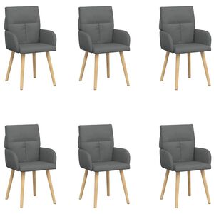 vidaXL Обедени столове 6 pcs Текстил Тъмносиво 60 x 56 x 96 см