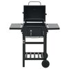vidaXL Барбекю грил на дървени въглища с долен рафт, черно