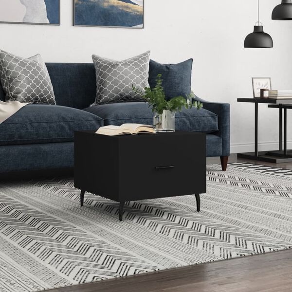 vidaXL Кафе маса, черна, 50x50x40 см, инженерно дърво