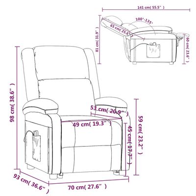 vidaXL Изправящ масажен стол, кафяв, текстил
