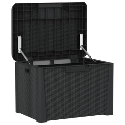 vidaXL Градинска кутия за съхранение с възглавница антрацит 125 л PP