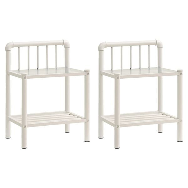 vidaXL Нощни шкафчета, 2 бр, бял и прозрачен, метал и стъкло