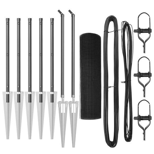 vidaXL Стълб за ограда. Сив 10 x 0,6 м (мрежа 12 x 12 мм)