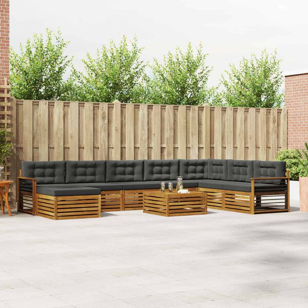 vidaXL Комплекти дивани с възглавница 9 pcs Натурален и Антрацит